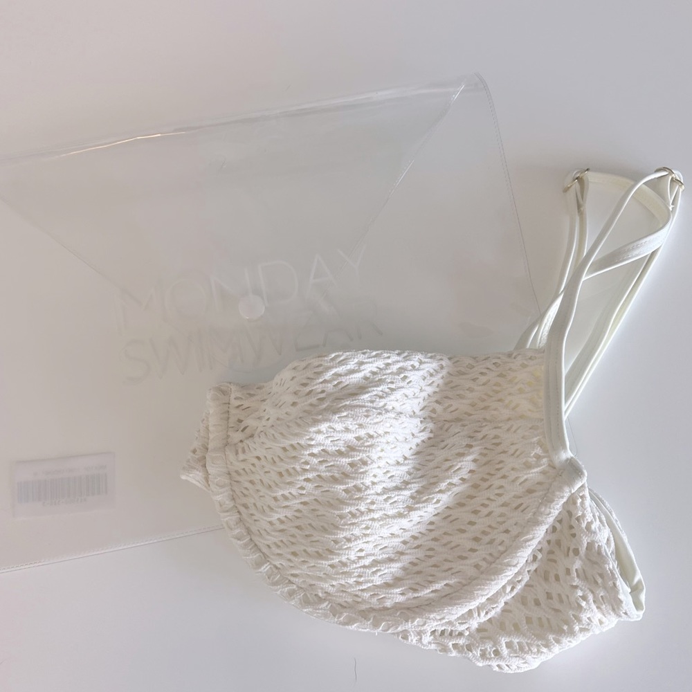 NWOT Monday Swimwear Ivory Crochet Maui Top